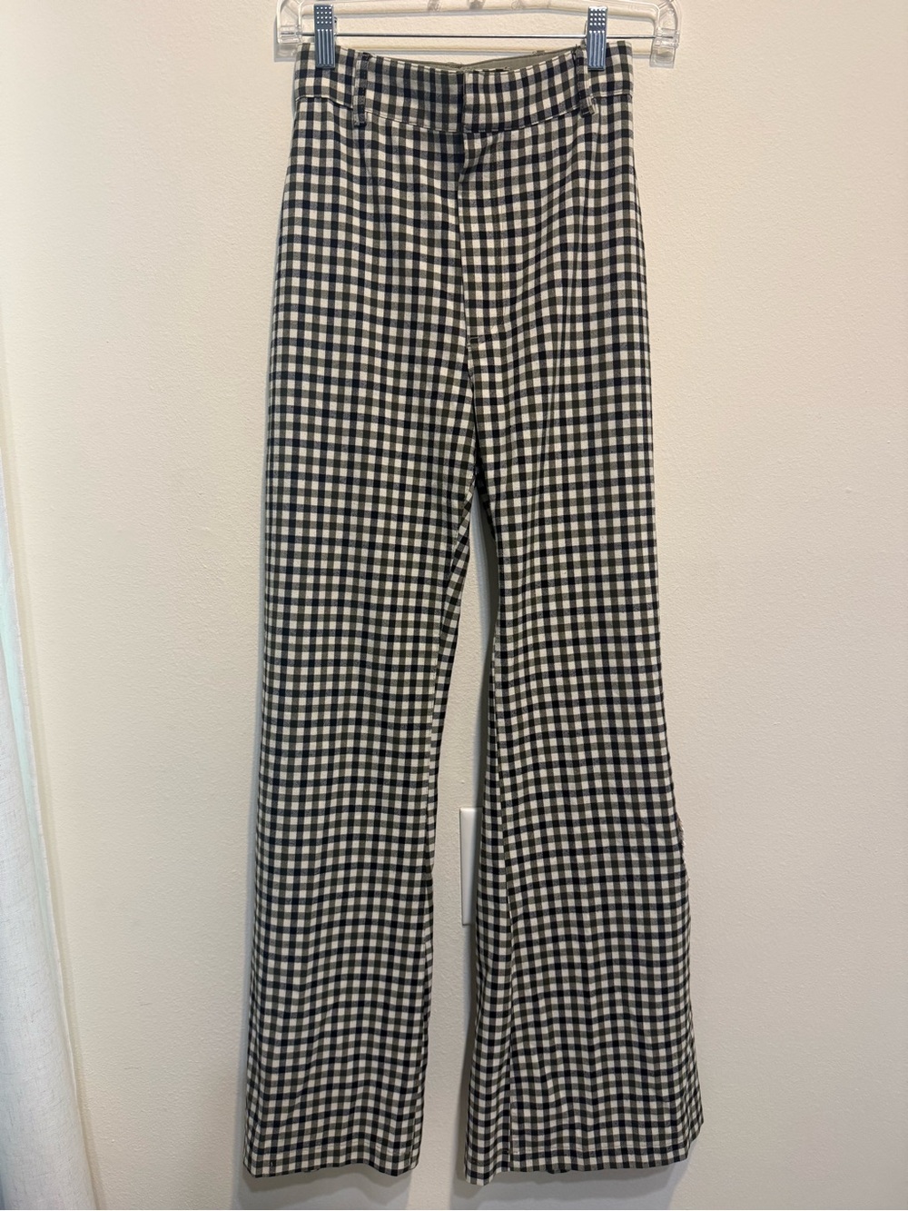 Free People Black and White Gingham Wide-Leg Pants